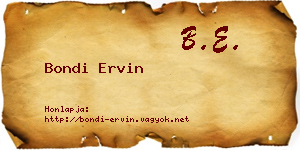 Bondi Ervin névjegykártya